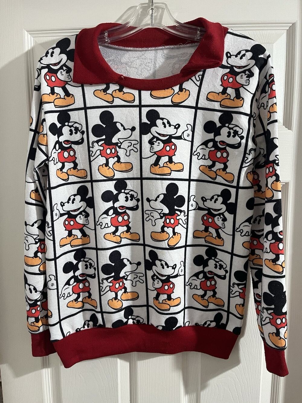 Vintage Mickey Mouse AOP Shirt Collared Sz M Disney